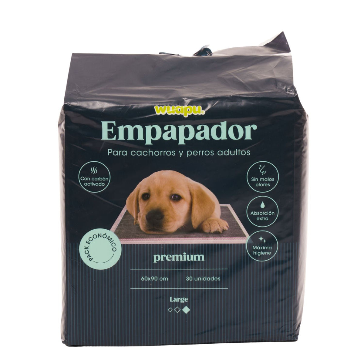 30 Empapadores Con Carbón Activado Para Perro Wuapu, Gran Absorción Sin Olores. Talla L 60x90cm_0