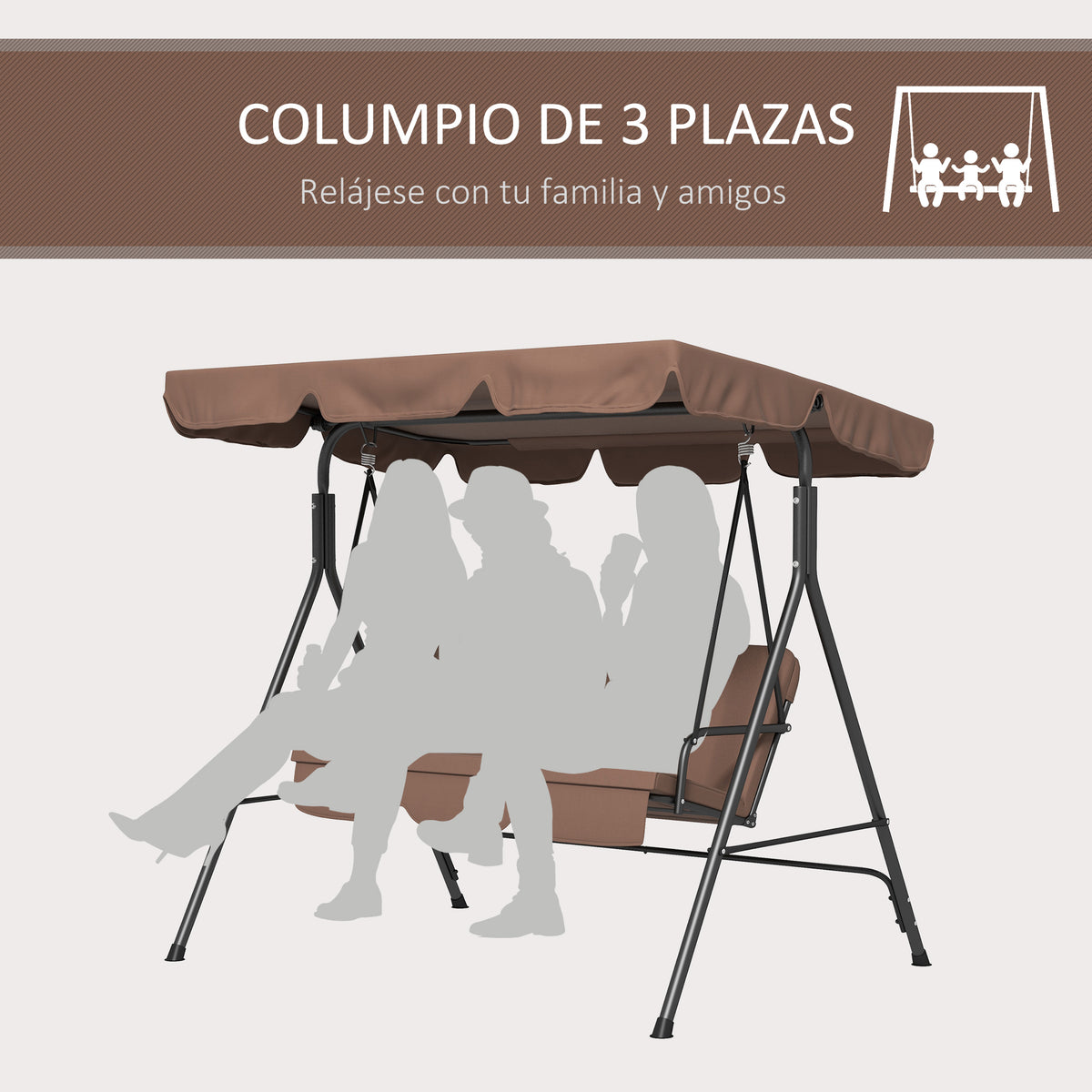 Columpio De Jardín Outsunny Poliéster Marrón 172x110x153 Cm_5