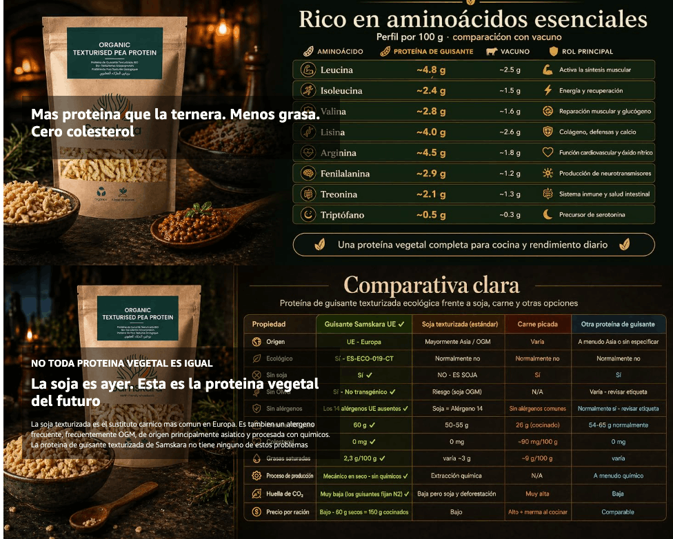 Proteína De Guisante Texturizada Bio - 4kg (500g Envase Retail + 3,5kg Bolsa Granel De Recarga) | Proteína Vegetal_5