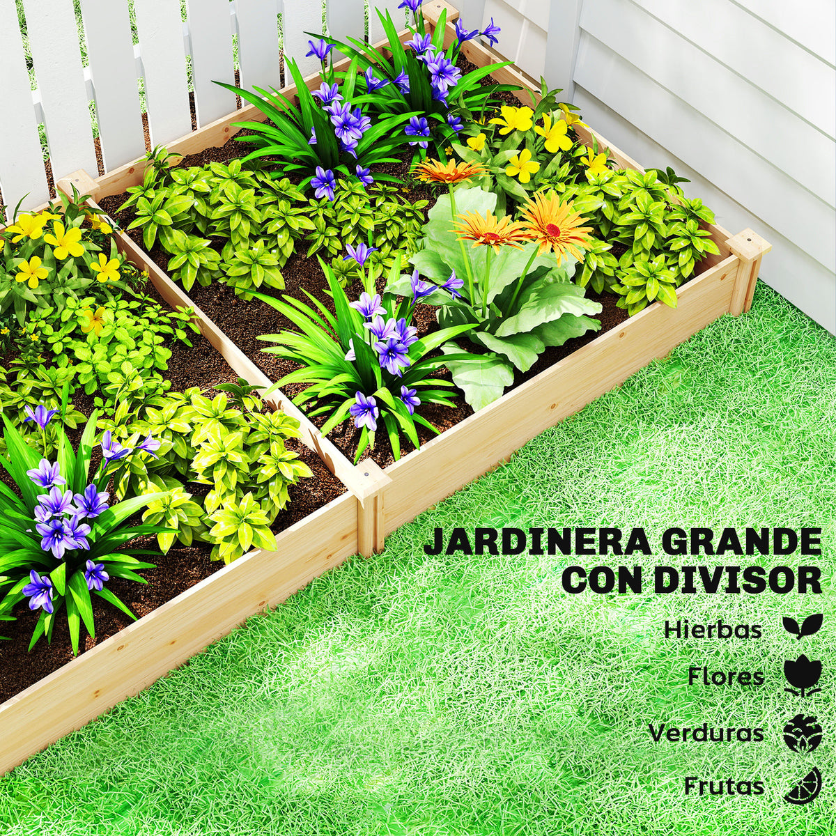 Jardinera Outsunny Madera De Abeto Madera Natural 235x121x26 Cm_3