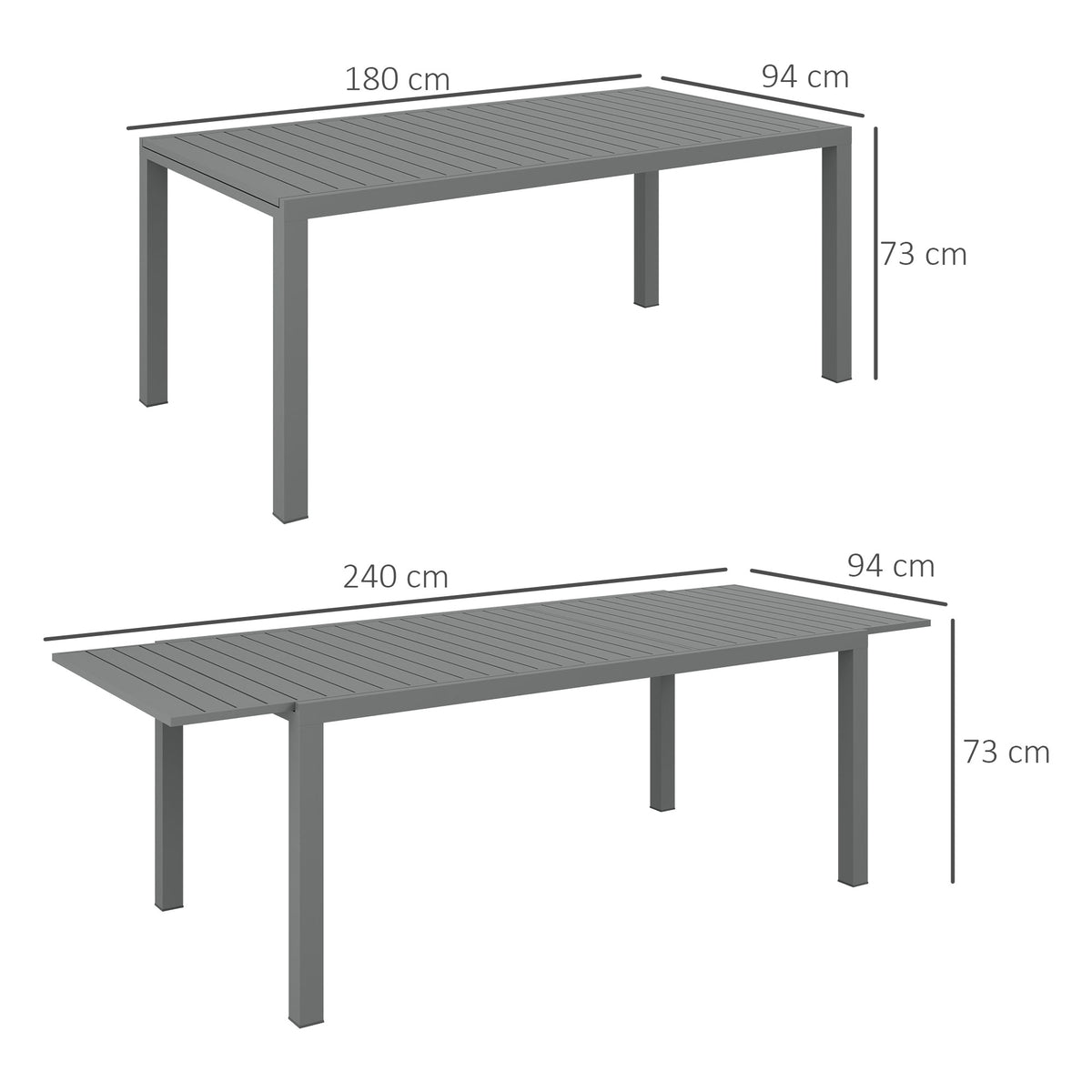 Mesa De Jardín Outsunny Aluminio Gris Oscuro 240x94x73 Cm_2