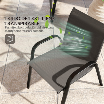 Muebles De Jardín Outsunny Acero, Textilene Negro 113x66x79 Cm_5