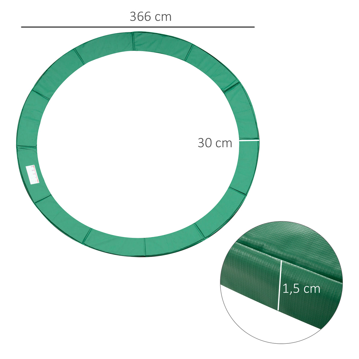 Cojín Borde Para Cama Elástica Homcom Verde Ø366 Cm_2