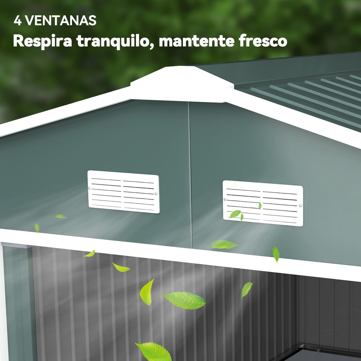 Cobertizo Caseta Jardín De Acero Outsunny 340x386x200 Cm Verde_3