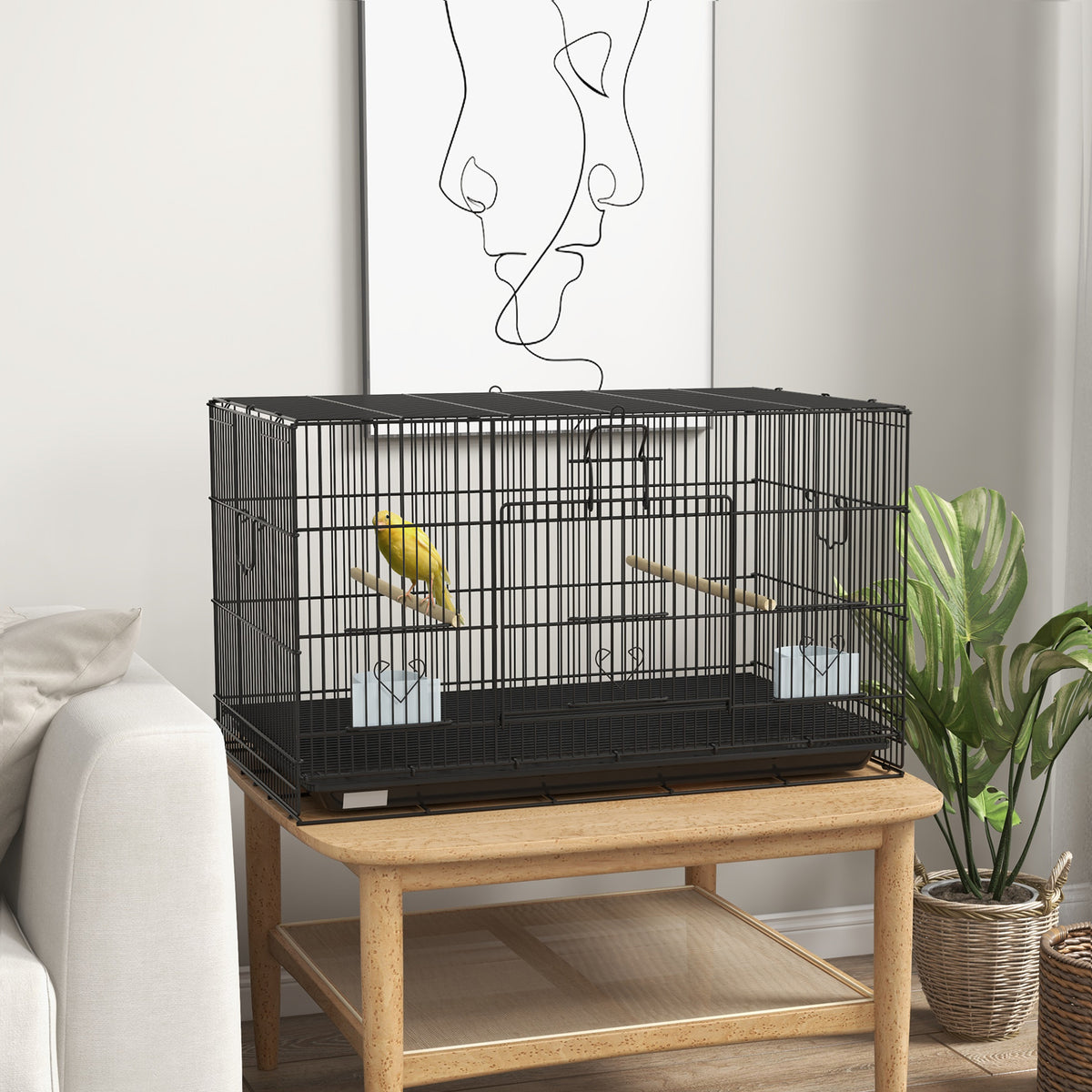 Jaula Para Pájaros Con Bandeja Extraíblpawhut Acero 77x46x45 Cm Negro_1