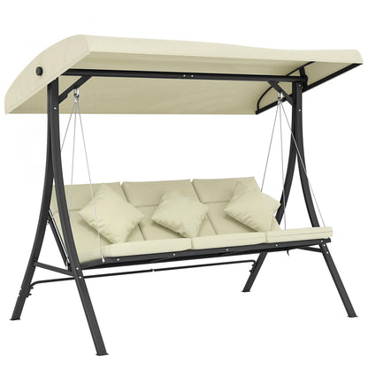 Columpio De Jardín Outsunny Acero, Poliéster Beige 202x115x168 Cm_0