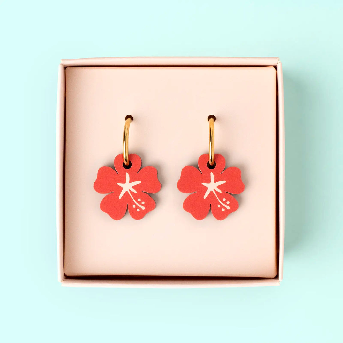 Pendientes Hibisco - Aro de Acero Quirúrgico y Bañado en Oro de 18k - Nature Vibes_1