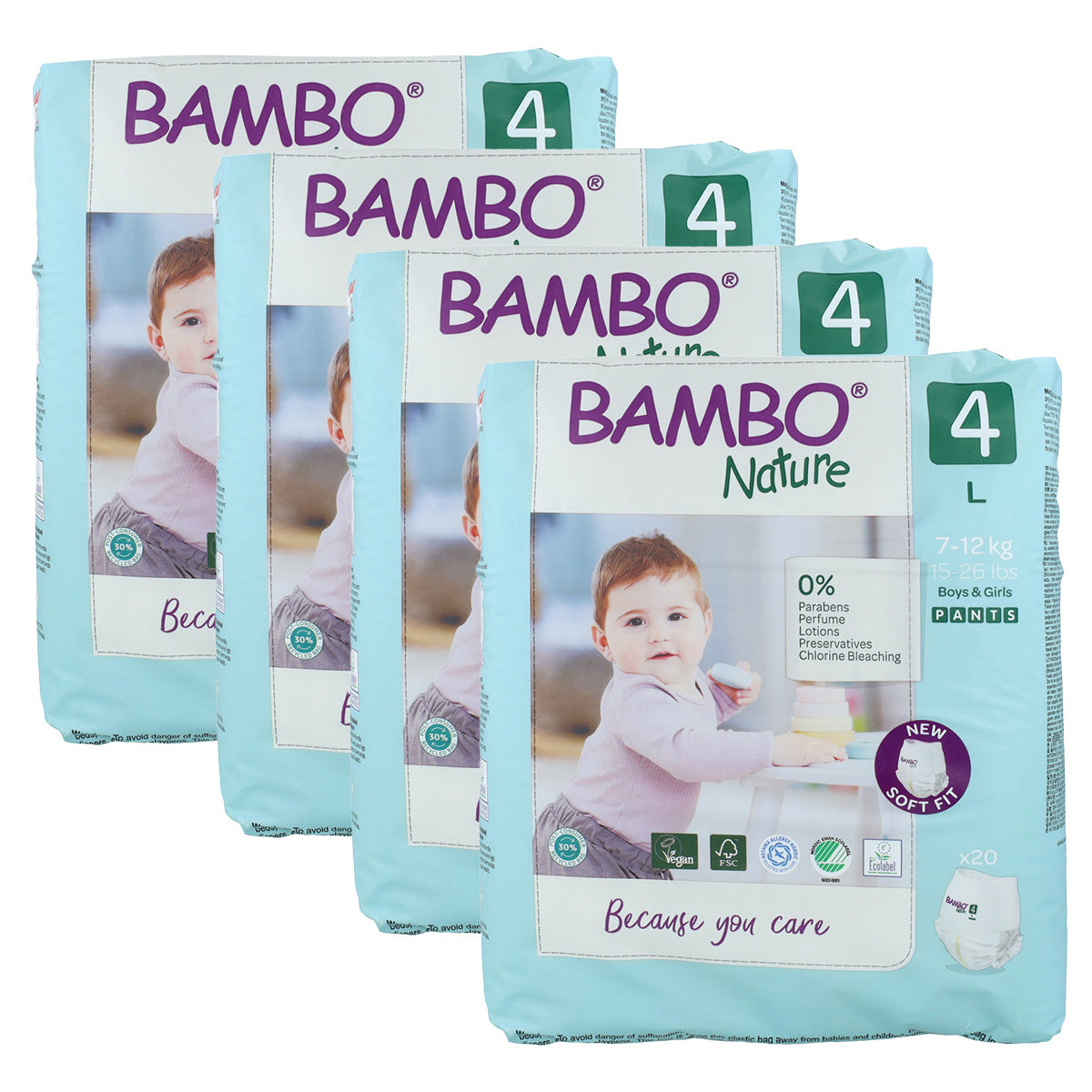 Pack ahorro Pañal Pants T4 (7-12Kg) Bambo 80 uds