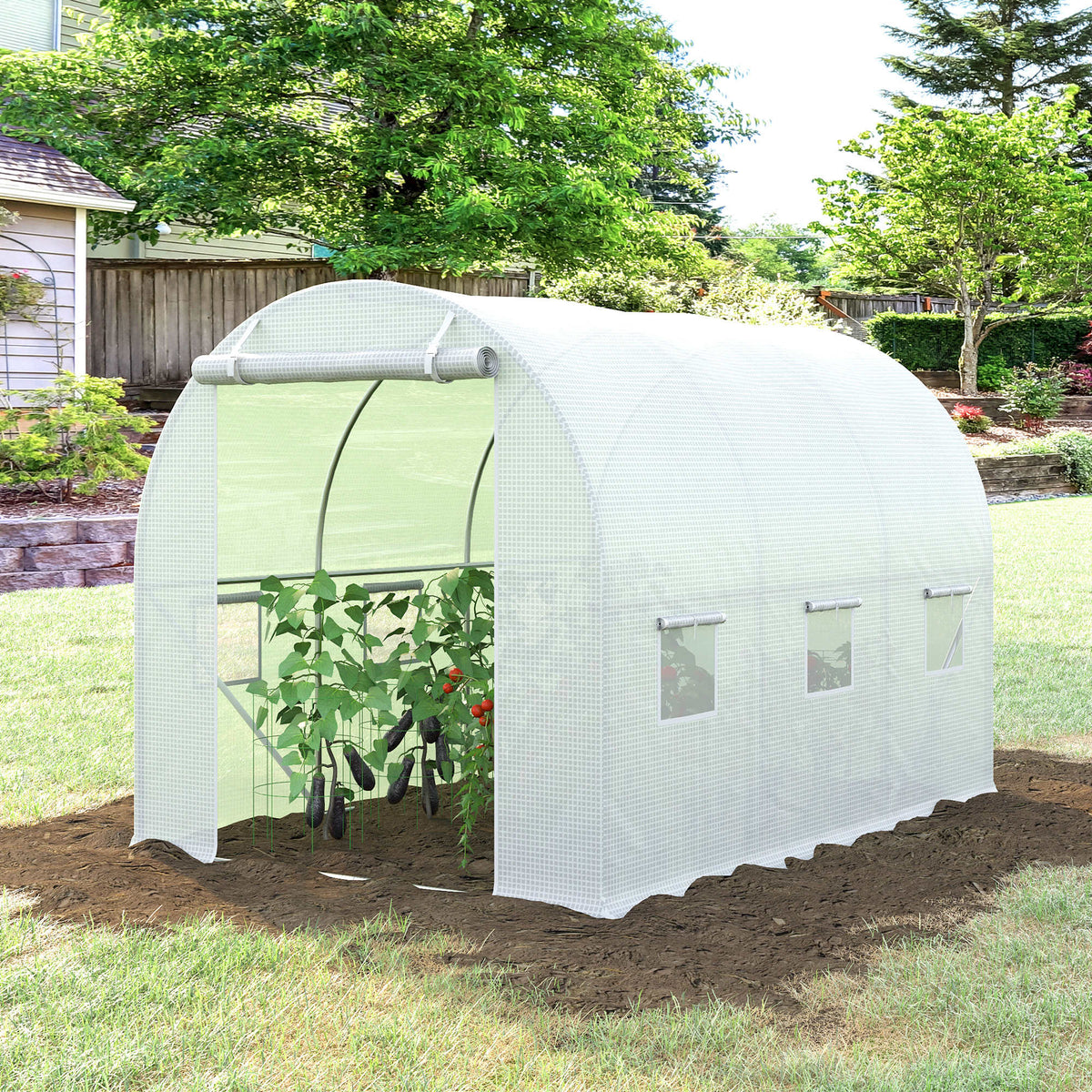 Cubierta De Invernadero Outsunny Polietileno Blanco 300x200x200 Cm 845-382v03wt_1