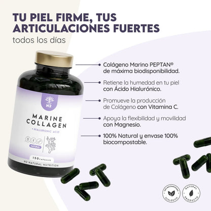 Colágeno Marino + H. Hialurónico 75 días Piel N2 Natural Nutrition 150 cápsulas