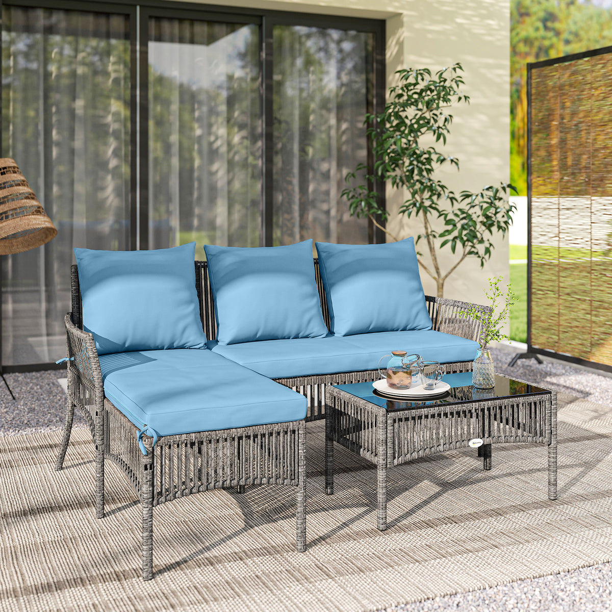 Muebles De Jardín Outsunny Acero, Pe Azul Claro 166x115x79 Cm_1