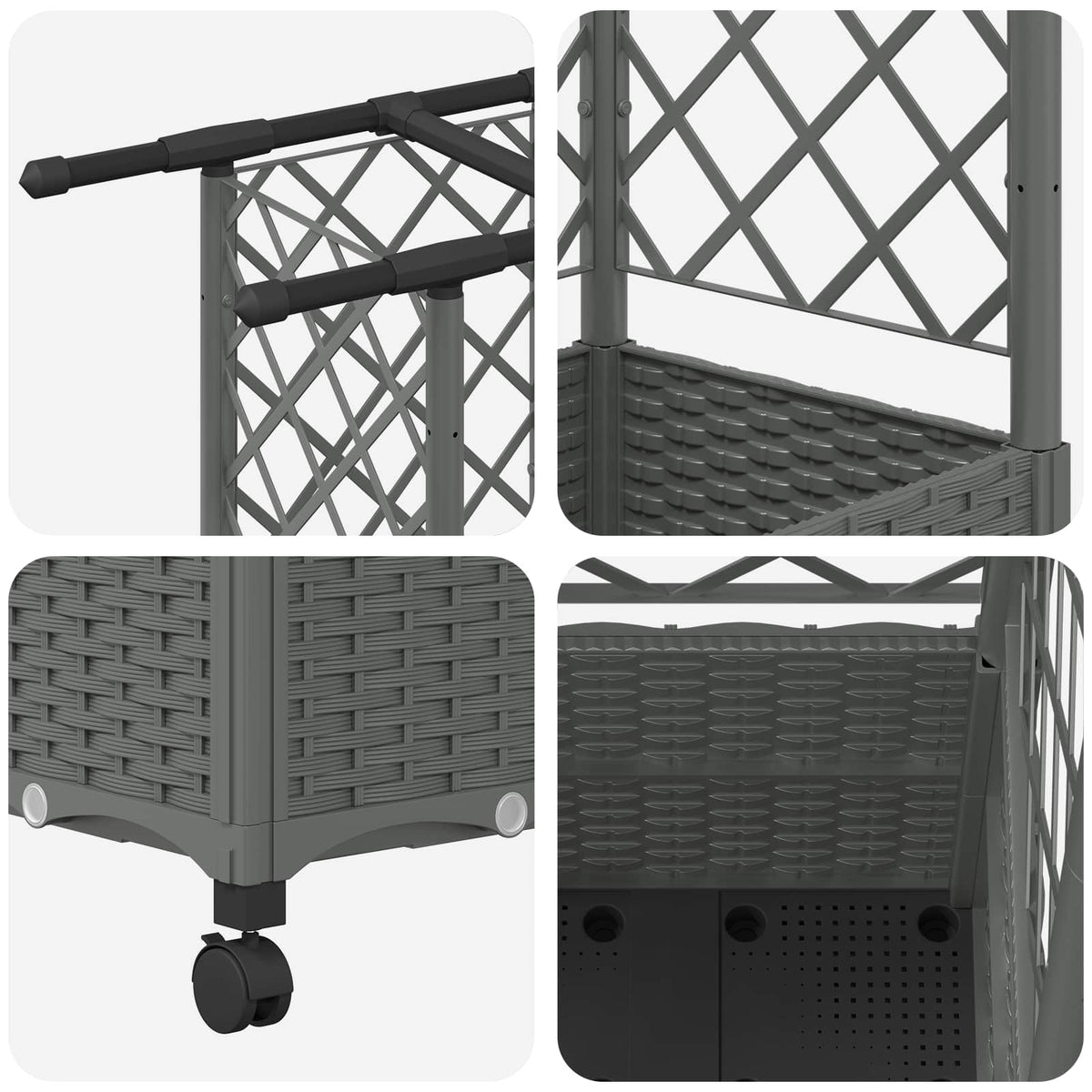Cama Elevada Con Trellis Y Techo Gris Claro 124 X 40 X 142 Cm_5