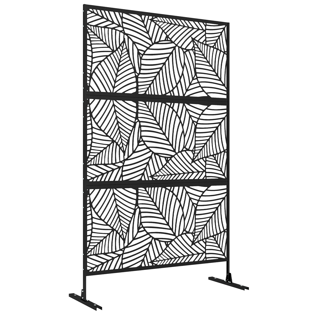 Biombo Para Exterior Outsunny Acero Negro 122x45x198 Cm_0