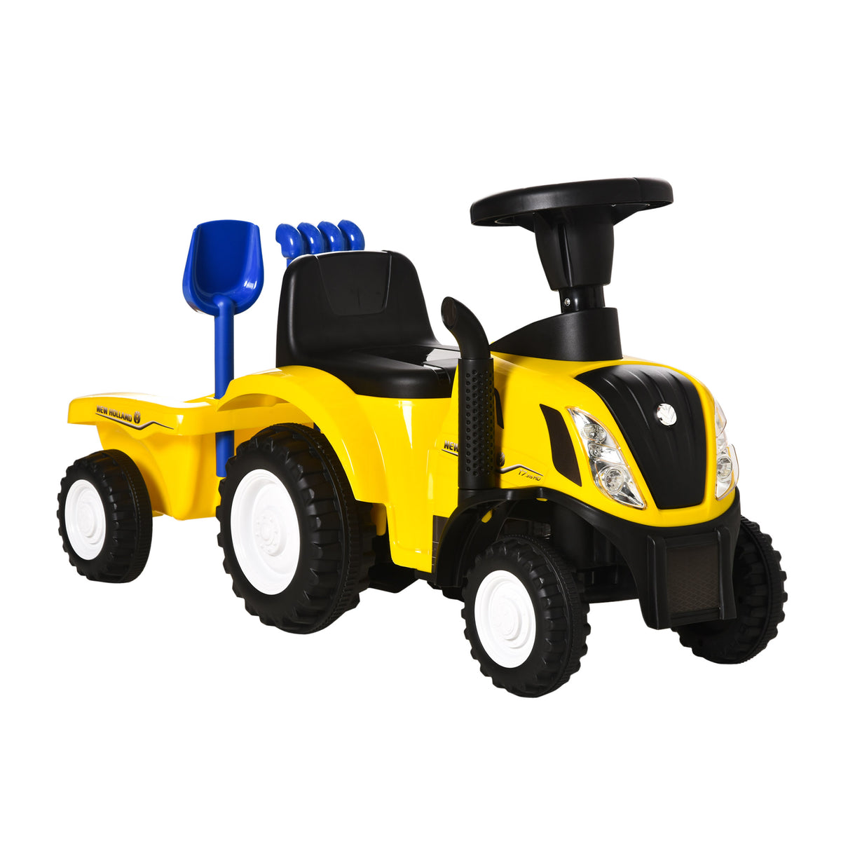 Tractor Con Remolque Infantil Con Remolque Homcom 91x29x44 Cm Amarillo_0