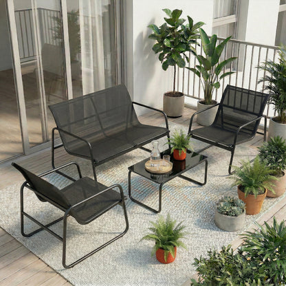 Muebles De Jardín Outsunny Acero, Textilene Gris Oscuro Y Negro 112x73x74 Cm_4