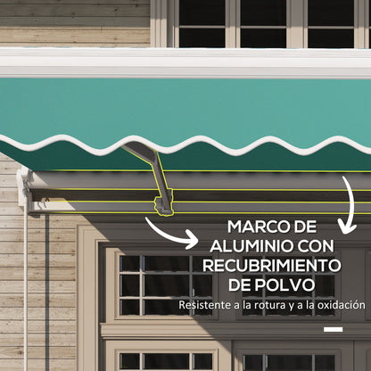 Toldo Manual Plegable Outsunny Verde 395x245 Cm Aluminio Metal_5
