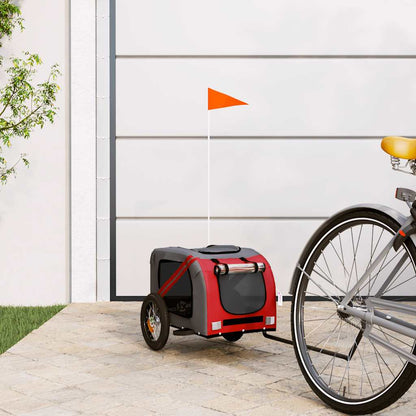 Remolque De Bicicleta Mascotas Hierro Tela Oxford Rojo Gris_1