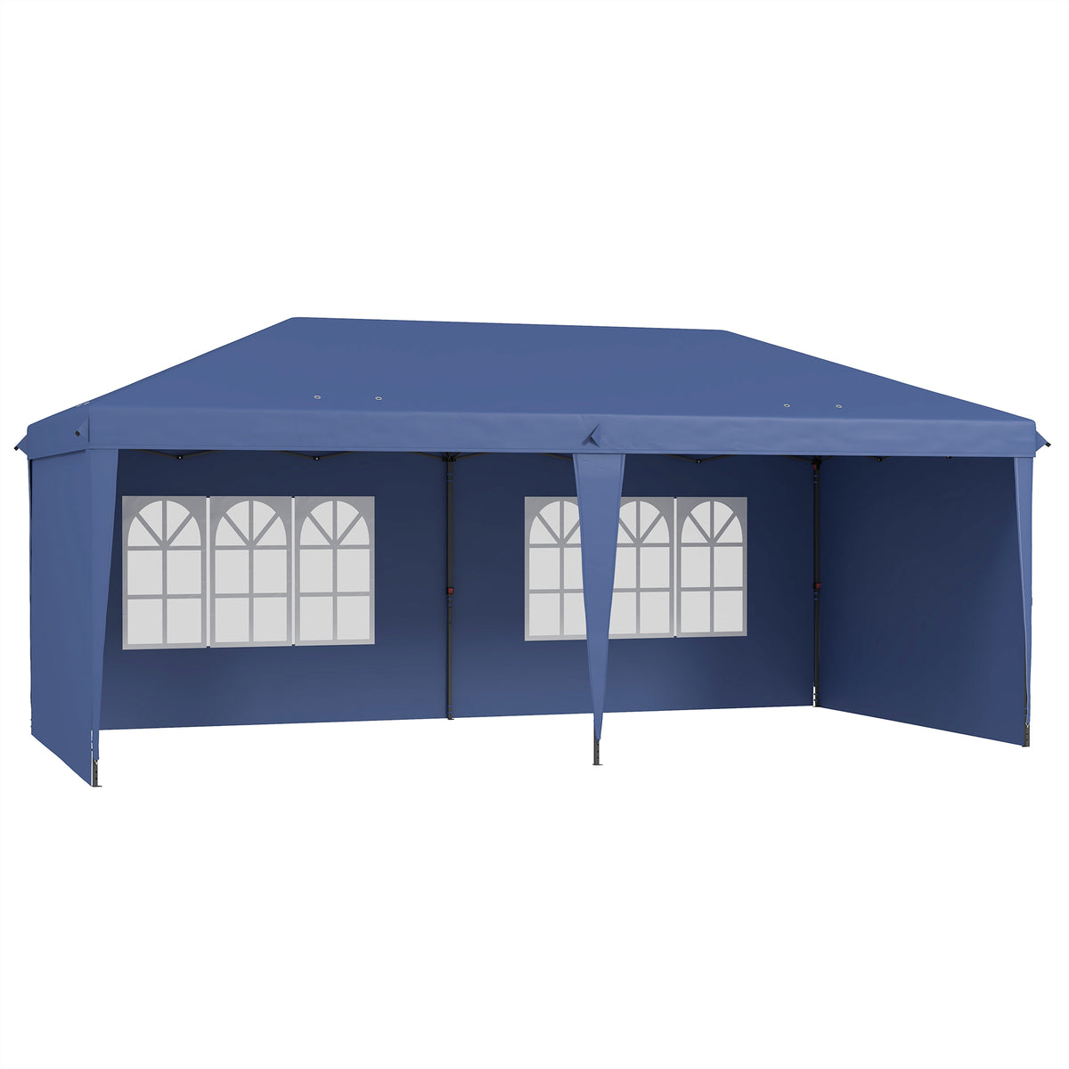 Carpa Plegable Outsunny Tela Oxford, Acero Azul 585x295x272 Cm_0