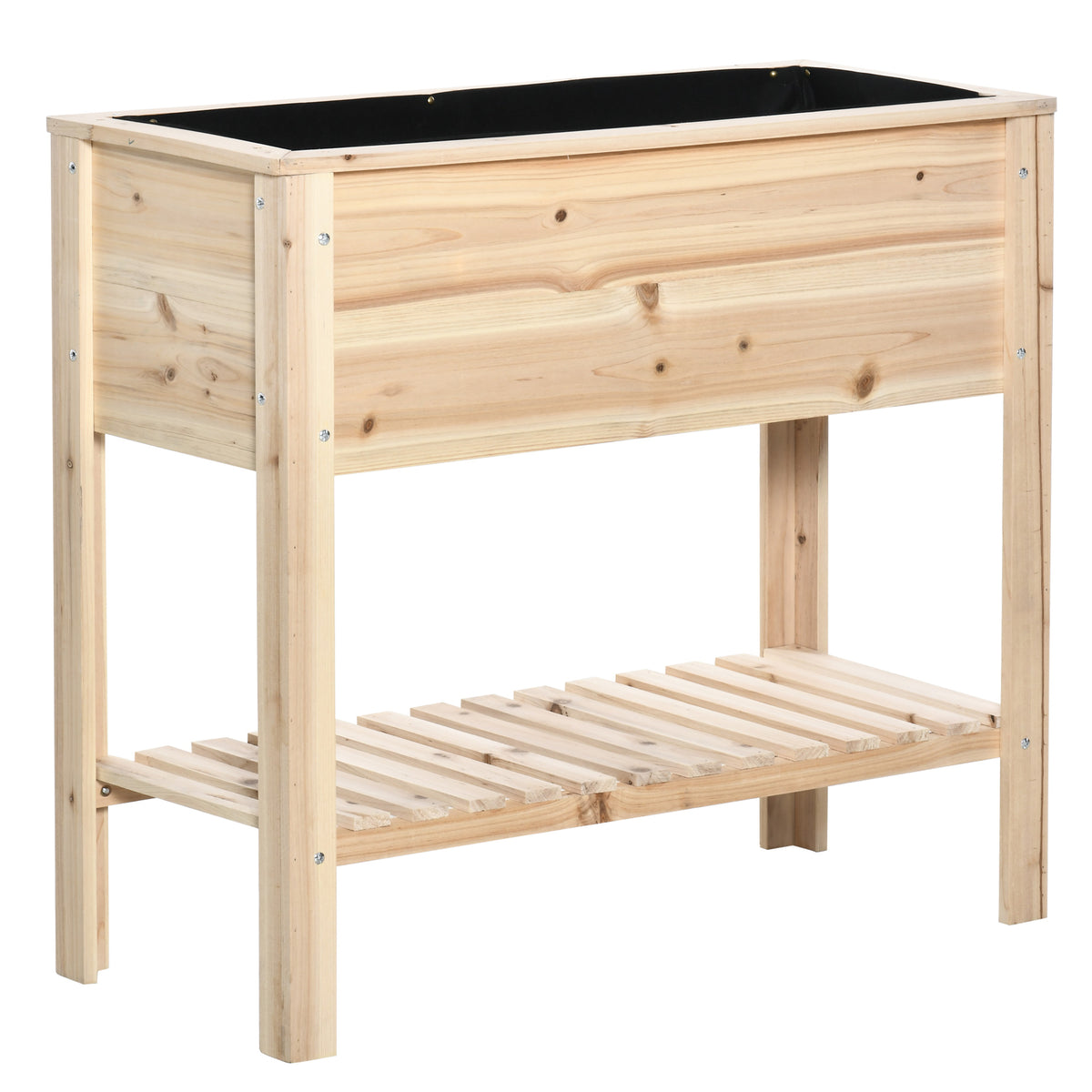 Huerto Urbano Elevado Con Estante Outsunny 90x40x81 Cm Natural_0
