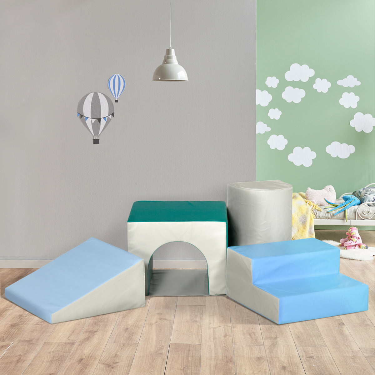 Juego De 4 Bloques De Espuma Homcom Pu, Epe Multicolor 150x50x39 Cm_1