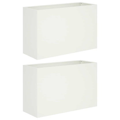 Macetero De Jardín 2 Uds. Blanco 80 X 30 X 50 Cm_0