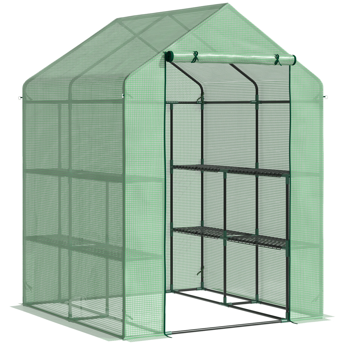 Invernadero De Jardín Con 4 Estantes Outsunny 143x138x190 Cm Verde_0