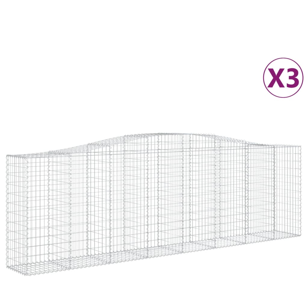 Cestas De Gaviones 3 Uds Forma De Arco Hierro 400x50x120/140 Cm_0