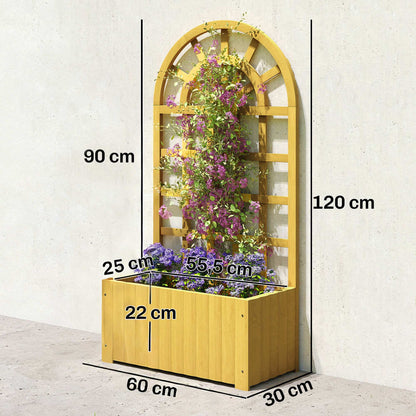 Jardinera Con Enrejado Outsunny Madera De Abeto Madera Natural 60x30x120 Cm_2