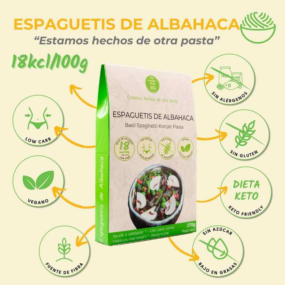 Espaguetis konjac albahaca The Konjac Shop 270g