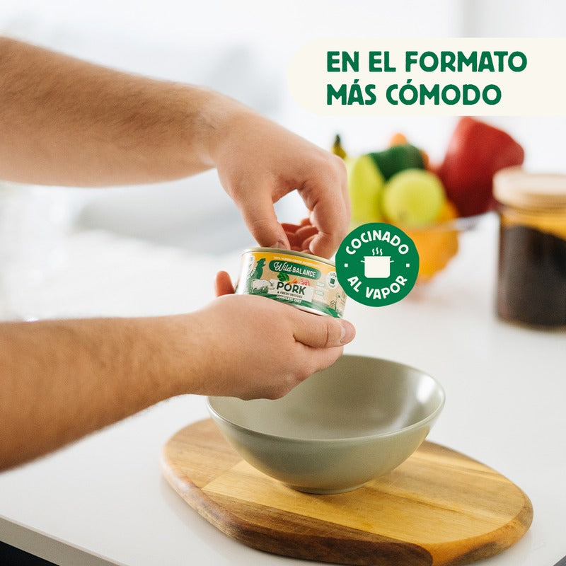 Lata de cerdo y verduras BARF para gatos Wild Balance 120 g
