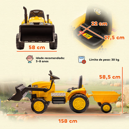 Tractor Eléctrico Infantil Aiyaplay Pp, Acero Amarillo 158x58x58.5 Cm 370-452v90yl_2
