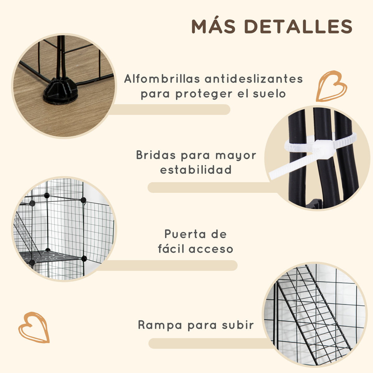 Jaula Para Animales Pequeños De 31 Paneles Pawhut 105x45x105 Cm Negro_5