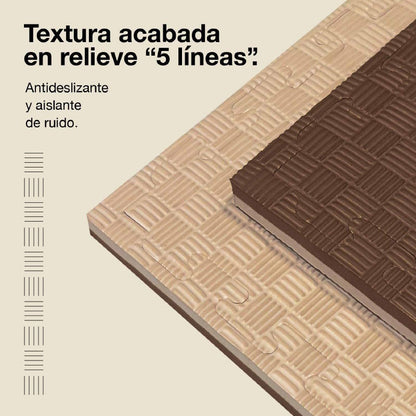 Tatami Puzzle 2cm 100x100cm, Pack 4 Unidades – Superficie 5 Líneas Marrón/beige Jowy_3