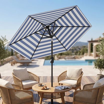 Sombrilla Terraza Outsunny Metal, Poliéster Azul Y Blanco 230x230x216 Cm_4