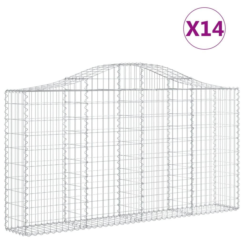 Cestas Gaviones 14 Uds Forma De Arco Hierro 200x30x100/120 Cm_0