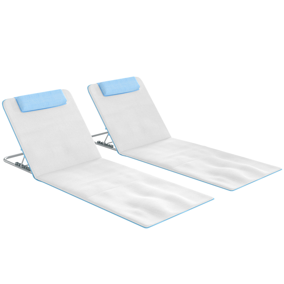 Conjunto De 2 Esterillas De Playa Outsunny Beige 134x48x33-43 Cm_0
