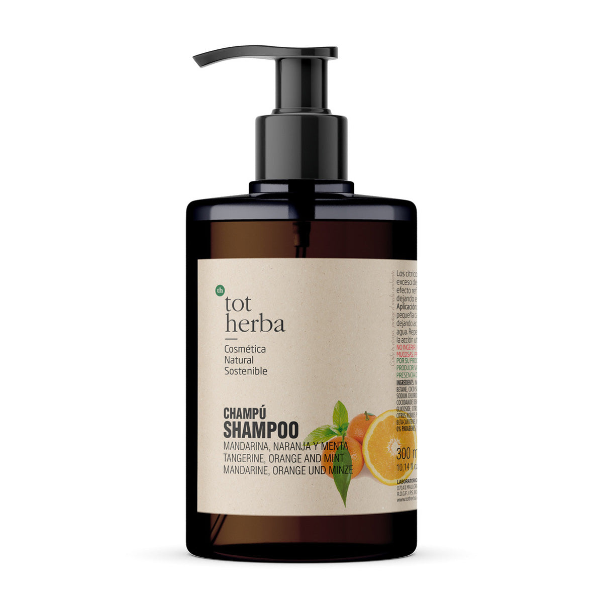 Champú Naranja, Mandarina y Menta, Tot Herba, 300 ml