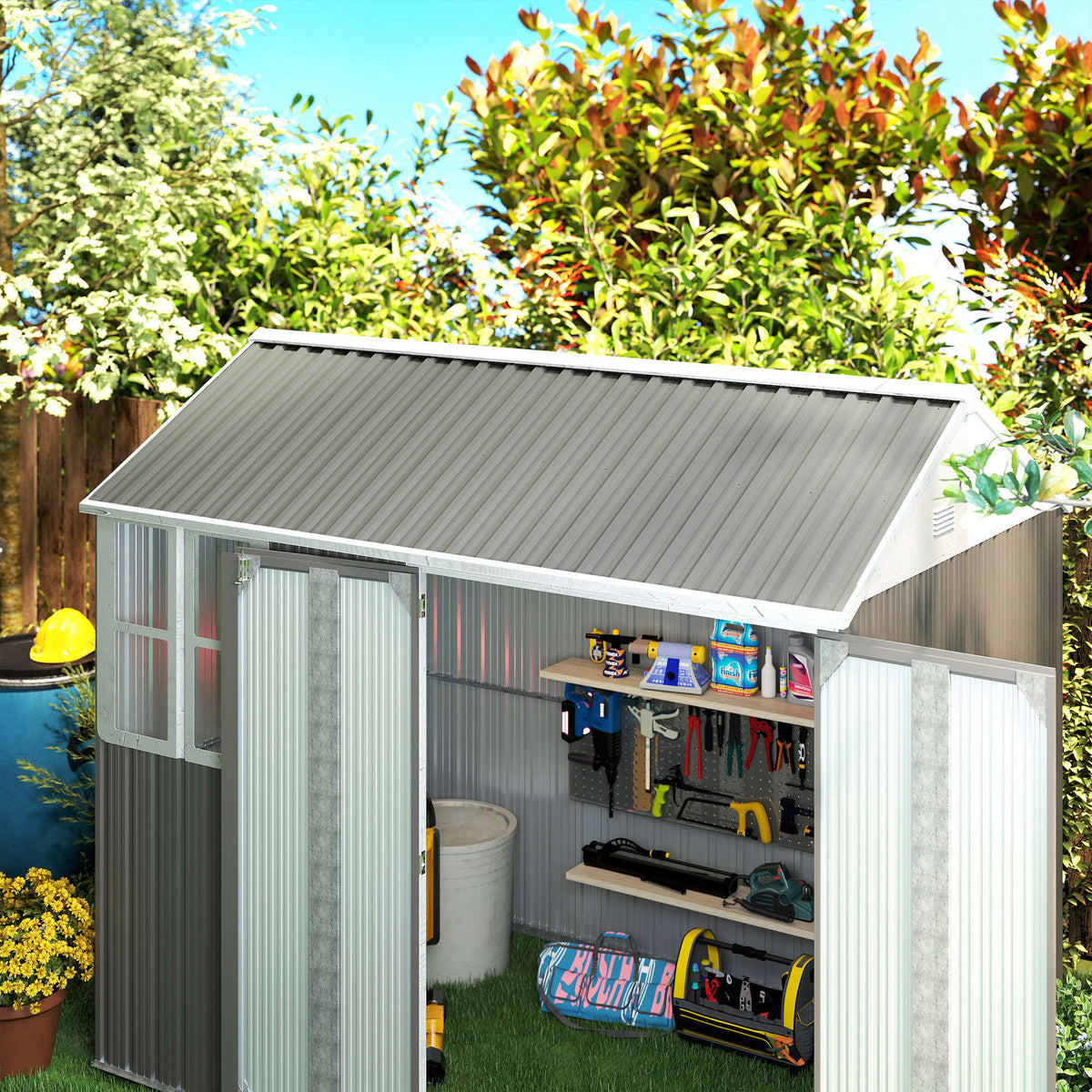 Paneles Acero Galvanizado Outsunny Acero Galvanizado Gris Claro 129x45 Cm 84h-021v00lg_1