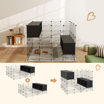 Valla Para Mascotas Pawhut Acero, Pp Negro 140x105x52 Cm_3