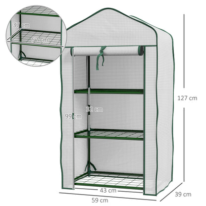 Invernadero De Jardín Outsunny Acero, Pe Blanco 59x39x127 Cm_2