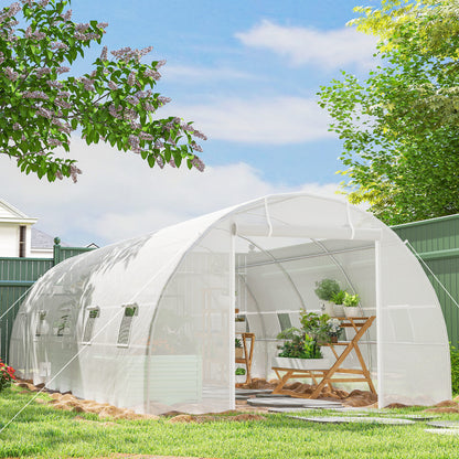 Invernadero De Túnel Jardín Con 12 Ventanas Outsunny 8x3x2m Blanco_1