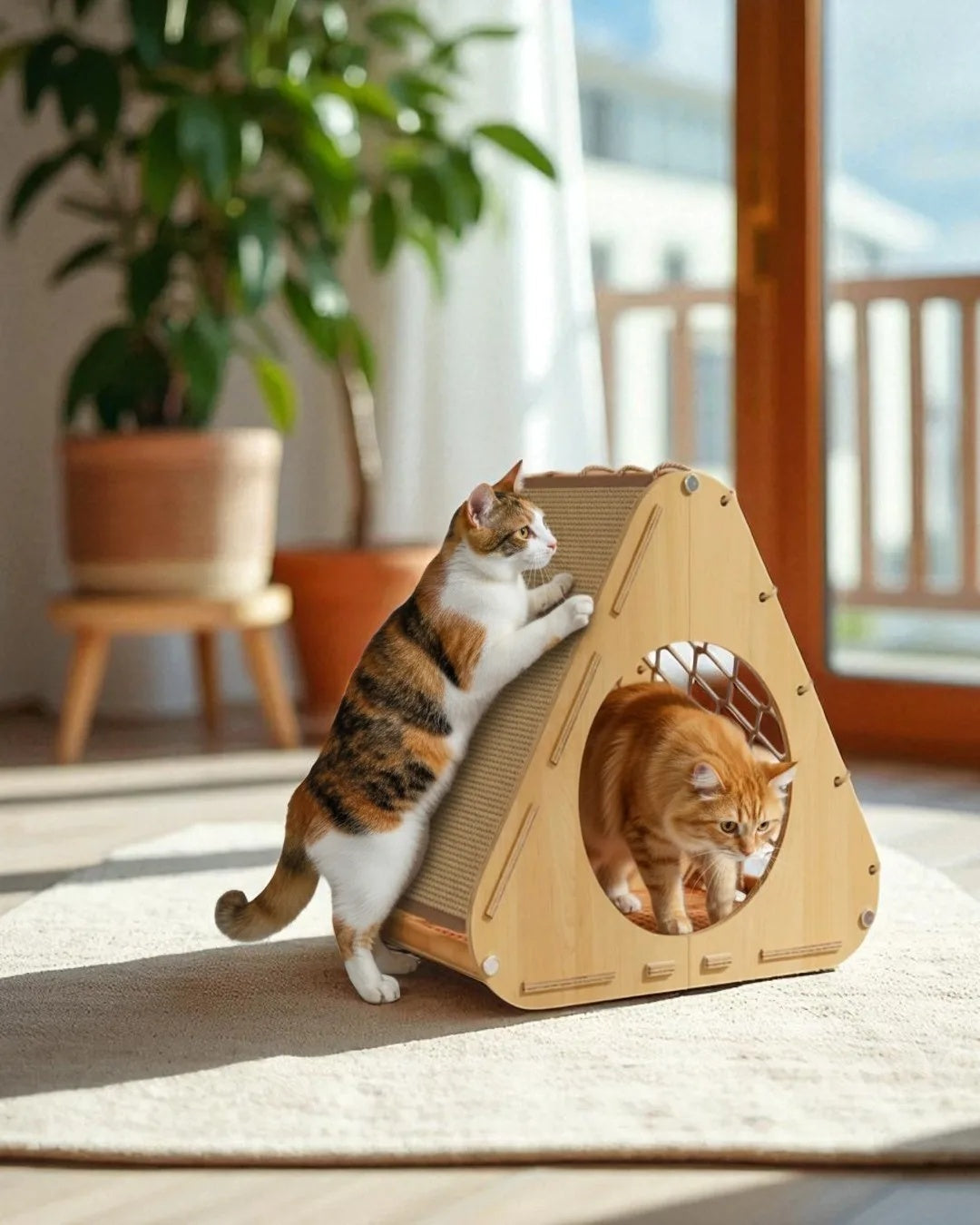 Casa Para Gatos Aurea Con Rascador De Sisal Y Refugio De Descanso Althea Living 66x52x55cm_5