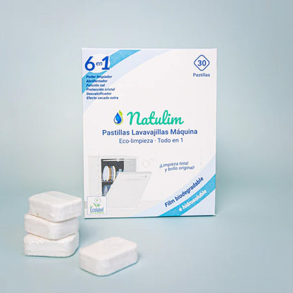 Pack 2x Eco Pastillas 6 en 1 Lavavajillas, Natulim, 30 unidades