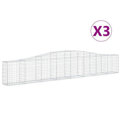 Cestas De Gaviones 3 Uds Forma De Arco Hierro 400x30x60/80 Cm_0