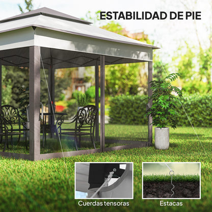 Carpa Plegable Outsunny Metal, Poliéster Gris 325x325x270 Cm_5