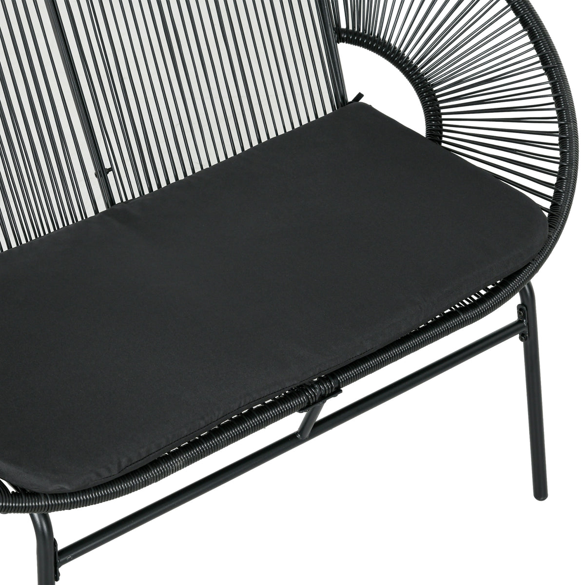 Silla De Ratán Outsunny Acero, Pe Negro 132x72x83 Cm_3
