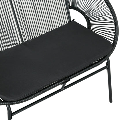 Silla De Ratán Outsunny Acero, Pe Negro 132x72x83 Cm_3