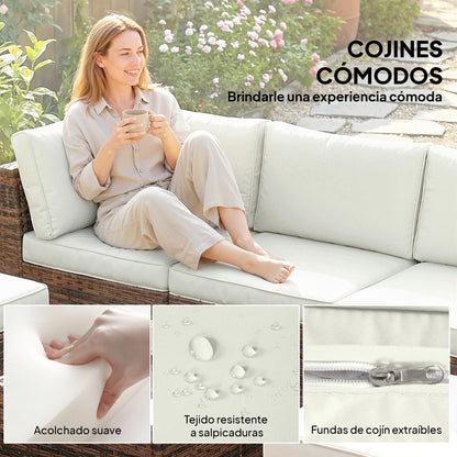 Conjunto De Jardín Outsunny Acero, Pe Marrón 200x200x63 Cm_5