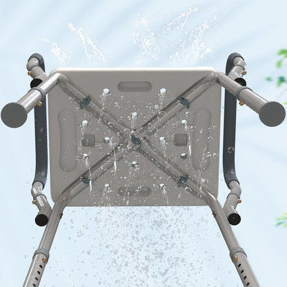 Taburete De Ducha Homcom Aluminio Gris Y Blanco 52x45x69 Cm_3
