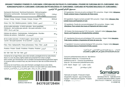 Cúrcuma En Polvo Bio - 500g | Superalimento Ecológico Vegano Para Batidos, Smoothies Y Zumos, Sin Azúcares Añadidos_1
